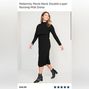 NWOT Old Navy maternity mock neck sweater dress in dark green, size XS